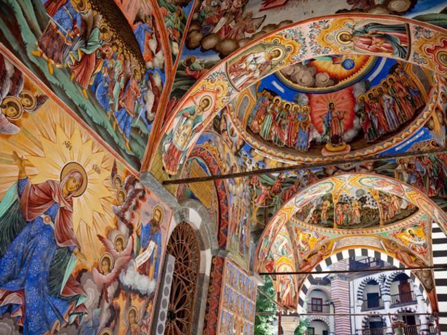 Inside the famous Rila Monastry.