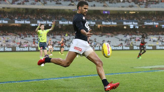 In action at the MCG against Essendon. Picture: Michael Klein.