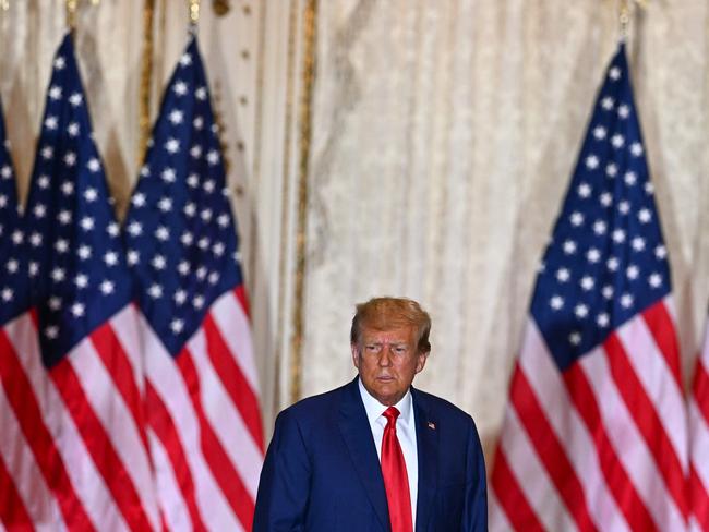 Donald Trump arrives to speak at his Mar-a-Lago estate. Picture: AFP