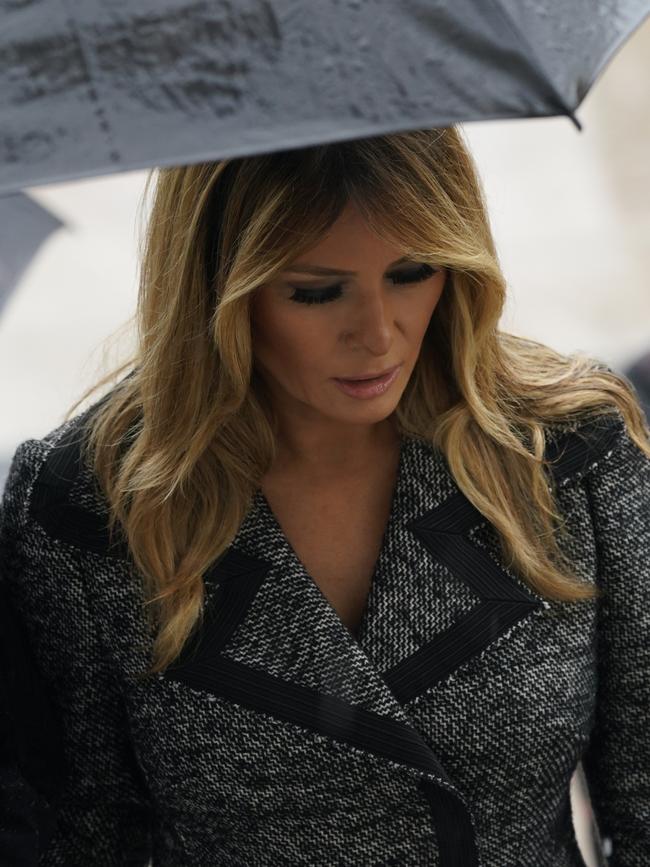 Like her husband Melania Trump rarely wears a mask. Picture: Chris Kleponis/CNP/Bloomberg via Getty Images.