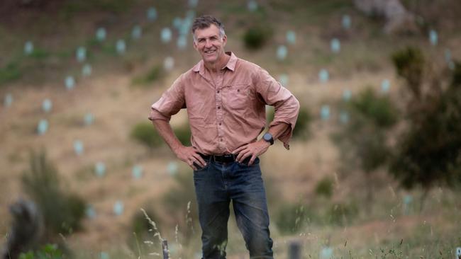 Tim Jarvis is South Australian of the Year, partly as a result of his rewilding project on the Fleurieu Peninsula, which is a climate change plan. Picture: Brett Hartwig