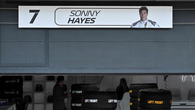 Pitt, playing Sonny Hayes, has his own fictional garage. Picture: Ben Stansall / AFP