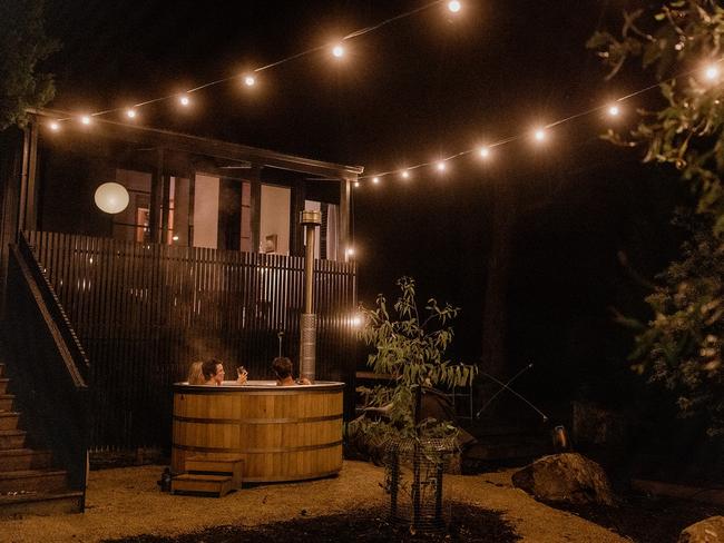 Sisters’s outdoor hot tub is great spot to relax under the stars. Picture: Supplied