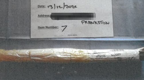 Christopher Tatti ordered this gun barrel online from China and declared it as a wrench. Picture: Victoria Police