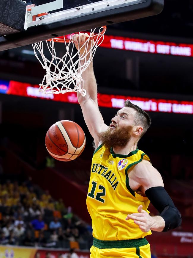 After playing in college, former Cairns Marlin Aron Baynes played internationally before spending several seasons in the NBA, winning an NBA championship with the San Antonio Spurs. He won a bronze medal at the Tokyo Olympics. (Photo by Zhizhao Wu/Getty Images)