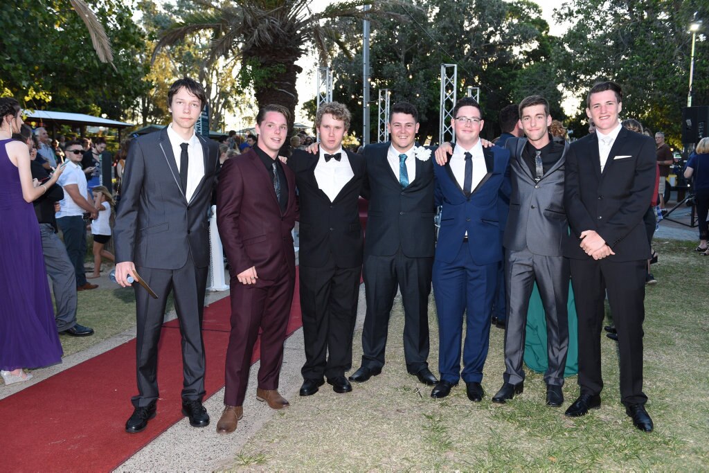 Hervey Bay High formal at the Waterfront - the lads line up. Picture: Alistair Brightman