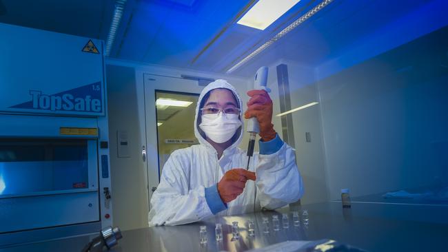 Ferronova research chemist Selina Chang at the Mawson Lakes GMP clinic. Pic. Roy VanDerVegt