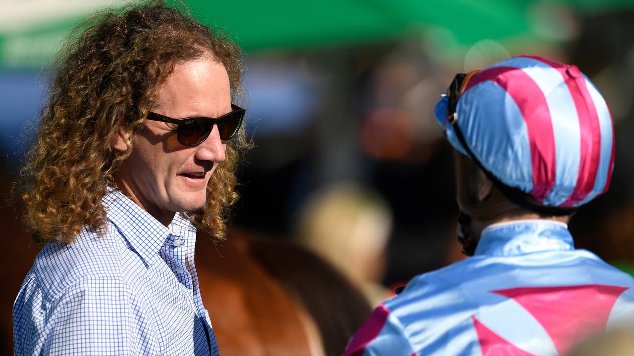 Ciaron Maher speaks to James McDonald after Dubious’s win.