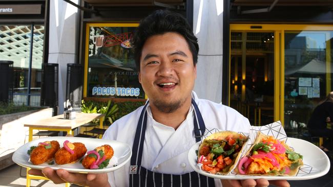 Enjoy Pacos Tacos without getting wet— Eastland’s new refurbishment will see “stylish mirrored canopies” installed on the left and right sides of the Town Square. Picture: Stuart Milligan