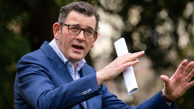 Premier Daniel Andrews keeps telling a big lie about his sixth lockdown of Melbourne. Picture: Sarah Matray