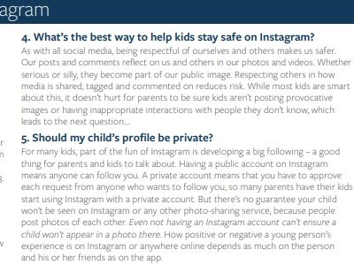 Questions four and five of the Top 5 questions parents ask about Instagram.