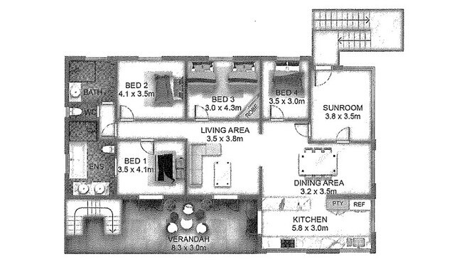 Upper floor plan of 561 Gympie Kin Kin Rd, Kin Kin. Photo: contributed