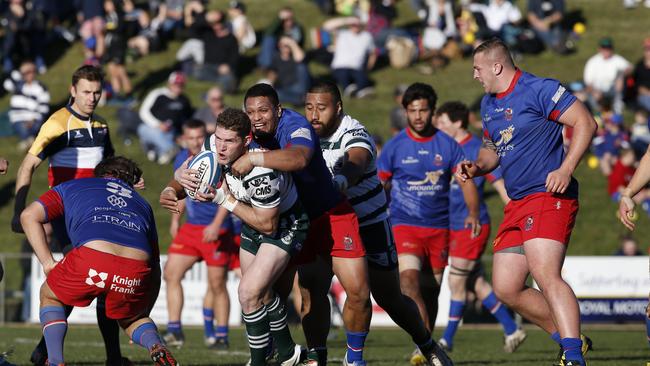 Actiom from the derby at Pittwater Rugby Park in 2016.