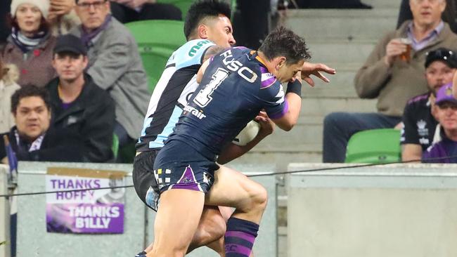 The clash that could have put an end to Billy Slater’s fairytale farewell. (Photo by Scott Barbour/Getty Images)