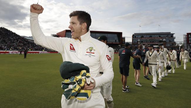 Tim Paine was chuffed to get a text message from Prime Minister Scott Morrison after Australia’s win in the fourth Test at Old Trafford. Picture: Getty Images