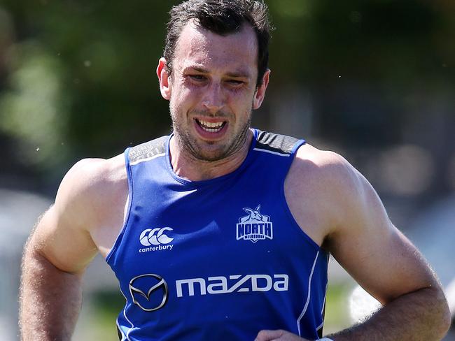 North Melbourne training at Arden Street. Todd Goldstein . Pic : Michael Klein