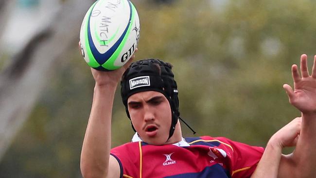 Action from the GPS rugby round 1 match between Churchie and Brisbane State High. Pictured is BrisbaneÃs Mattias Agent. Picture: Tertius Pickard