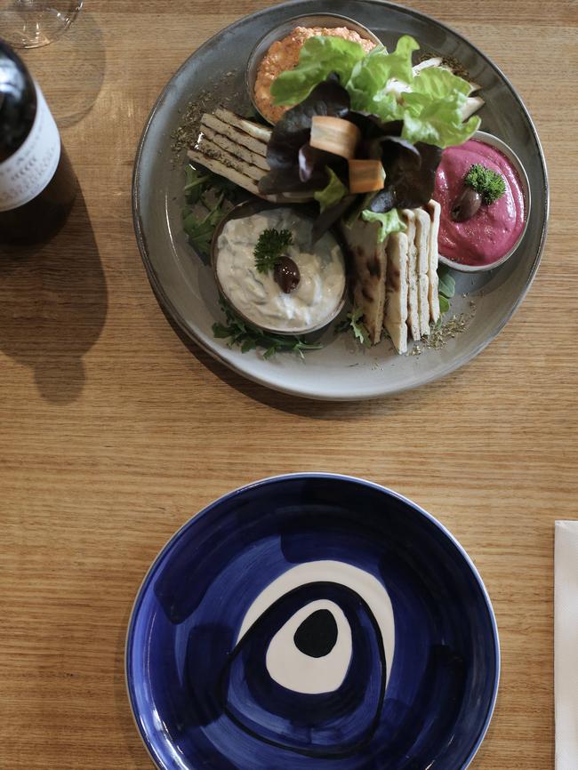 Greek dips and pita bread.