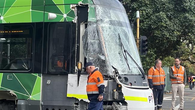 Both trams sustained extensive damage to their front windows. Picture: supplied