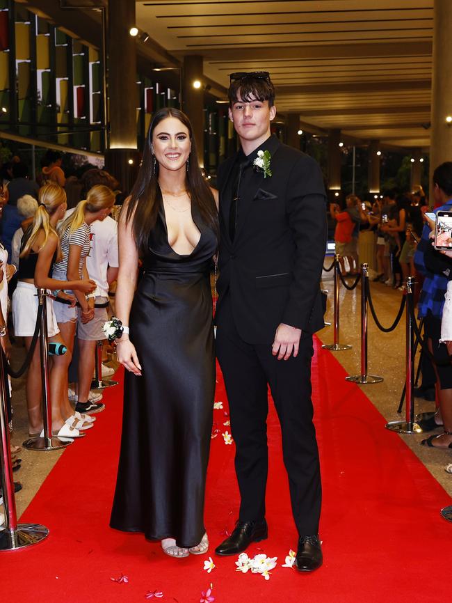 Lucy Kayess and Ash Goodwin at the Trinity Bay High School formal evening, held at the Cairns Convention Centre. Picture: Brendan Radke