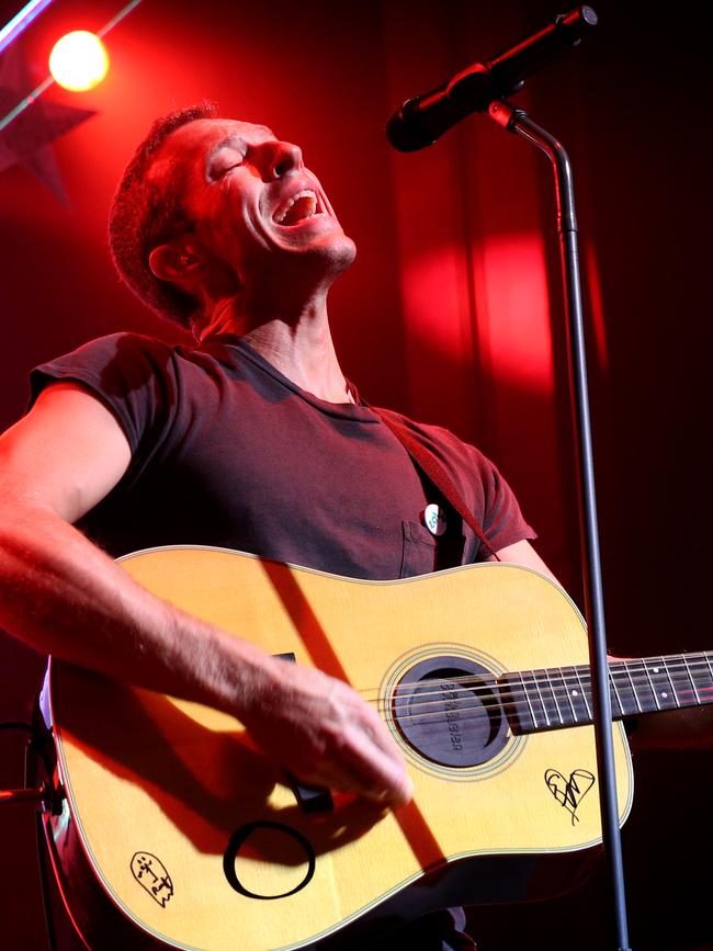 Chris Martin from British band Coldplay at The Enmore Theatre as part of their Sydney 2014 tour. Picture: Richard Dobson