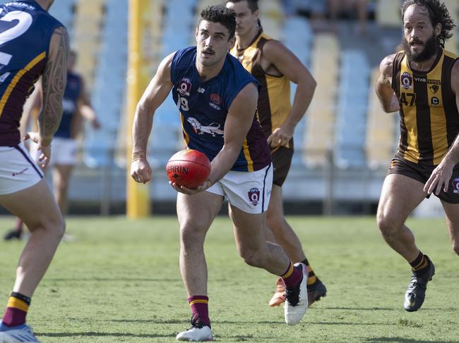 Robert Turnbull of the Lions in action during the Cairns AFL Cairns City Lions vs Manunda Hawks on Saturday at Cazalys stadium. Picture Emily Barker