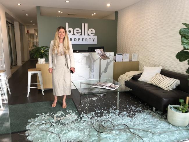 Jodie Loveday, co-owner of belle property on Sydney Rd, Manly, which was allegedly damaged by a man armed with a hammer on a vandalism rampage early on Monday. Picture: Jim O'Rourke