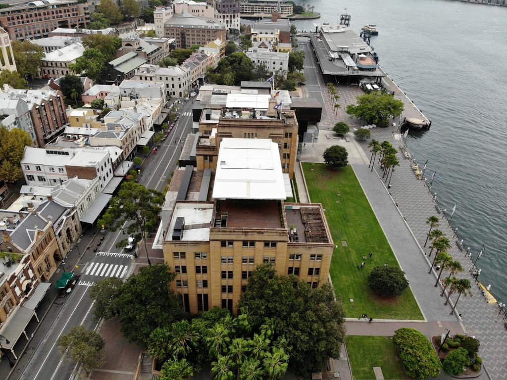 Public places like First Fleet Park and the MCA in Circular Quay are nearly deserted. Picture: Toby Zerna