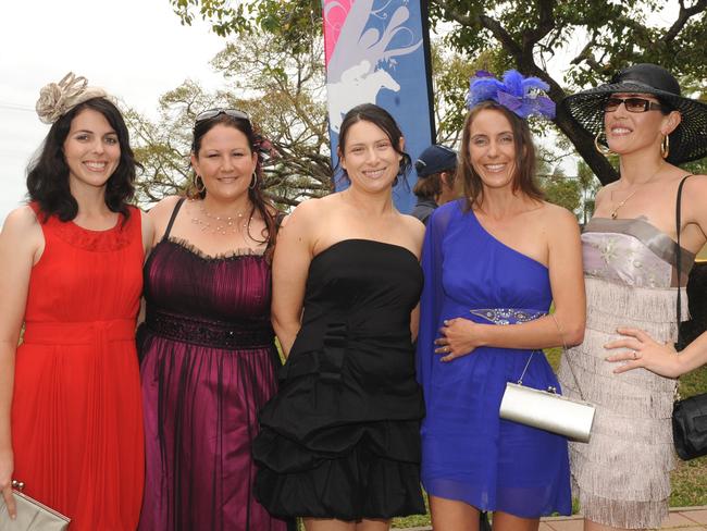 Katelyn Doyle, Kylie Allan, Gerlinda Williamson, Cecily Lowseck and Nicola Dray at the 2011Townsville Ladies Day Races held at the Cluden Race Track