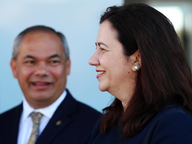 Gold Coast Mayor Tom Tate and Queensland Premier Annastacia Palaszczuk helped the city poach the Loge Awards from Melbourne. Picture: Nigel Hallett.