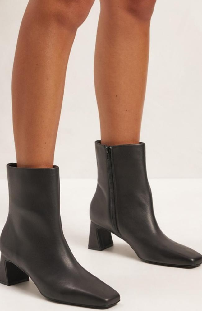 Aere Square Toe Leather Ankle Boots. Picture: THE ICONIC.