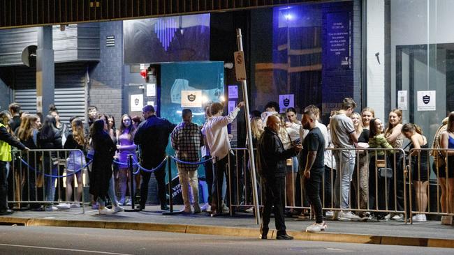 Patrons outside Love Machine nightclub on a Thursday night. Picture: David Geraghty