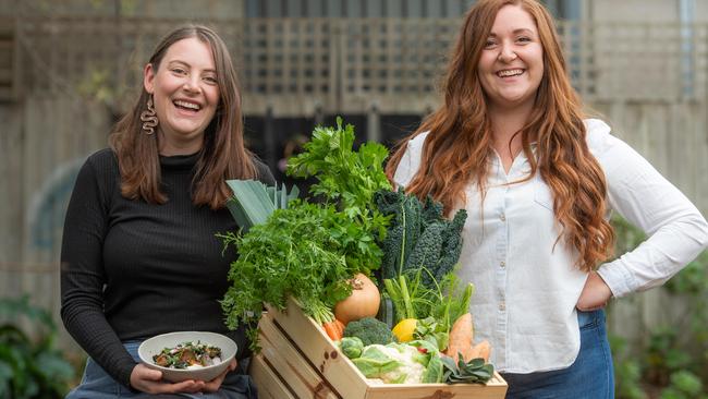 The Flying Zucchinis Vic Wetherall and Caity Meyer now sell winter meal kits through their vegetable delivery box service. Picture: Jason Edwards.