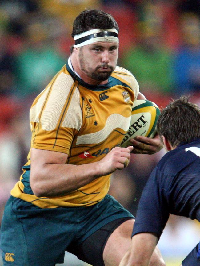 Baxter carting the ball up for the Wallabies.