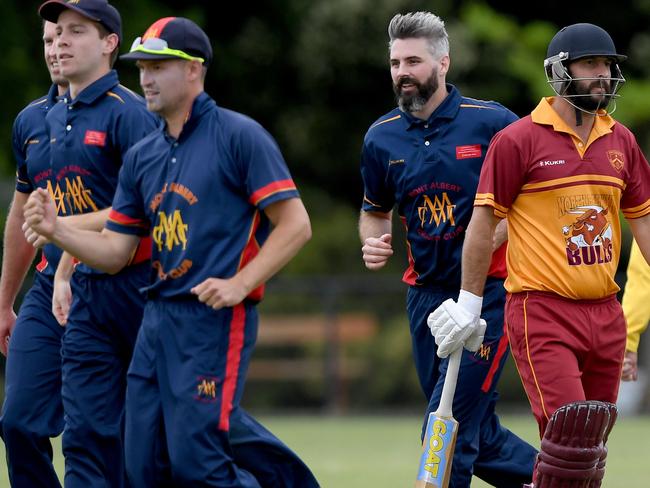 Mont AlbertÃs Nathan McNally runs out James Binney during the ECA Mont Albert v North Balwyn Cricket match in Mont Albert North, Saturday, Dec. 5, 2020. Picture: Andy Brownbill