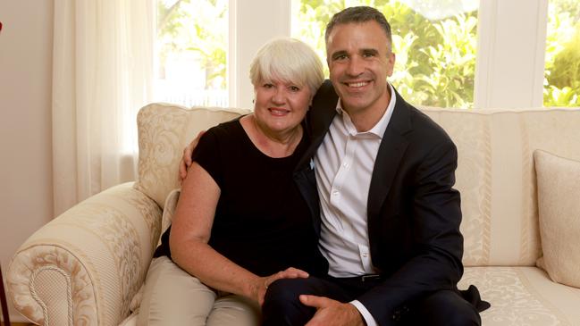 SA Labor leader Peter Malinauskas with his mum Kate Malinauskas. Picture: Kelly Barnes