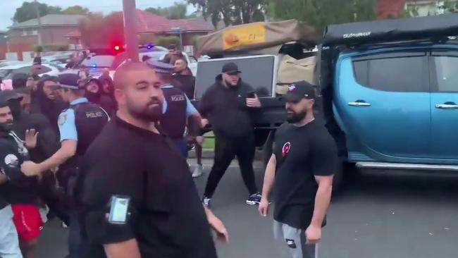 The riot squad were called after more than 500 people turned up to protest outside St Michael’s Church in Belfield where One Nation MP Mark Latham was invited to speak about religious freedoms. Picture: Facebook.