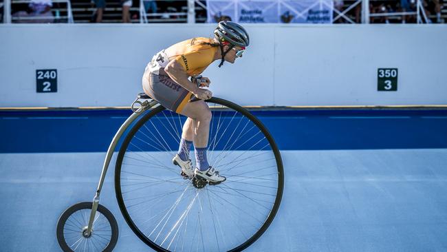 TAS Carnivals Burnie- Penny Farthing World Record 100m Individual Time Trial Lizanne Wilmot. Picture: Caroline Tan