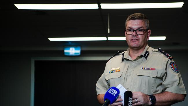 Corrections Commissioner Matthew Varley speaking at a press conference in Darwin on Tuesday. Picture: Pema Tamang Pakhrin