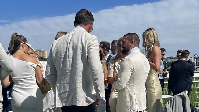 Burgess and Ant Middleton work the crowd at Randwick on Everest.