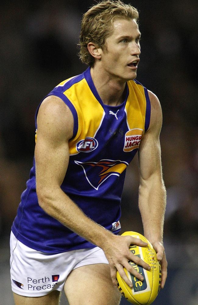 The late Adam Selwood playing for the West Coast Eagles.