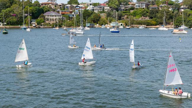 Boats on the water at Lane Cove Skiff sailing club in Longueville. (AAP Image / Rafal Kontrym).