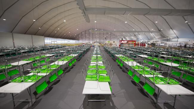 The dining hall in the Olympic Village in Rio, where 17,200 athletes and officials will be fed each day. Picture: Buda Mendes/Getty Images