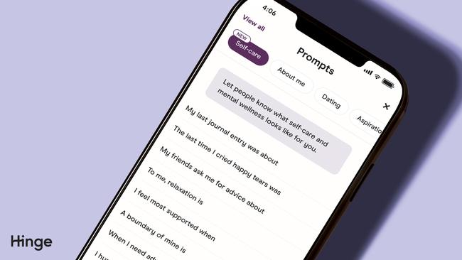 Examples of mental health prompts on Hinge.