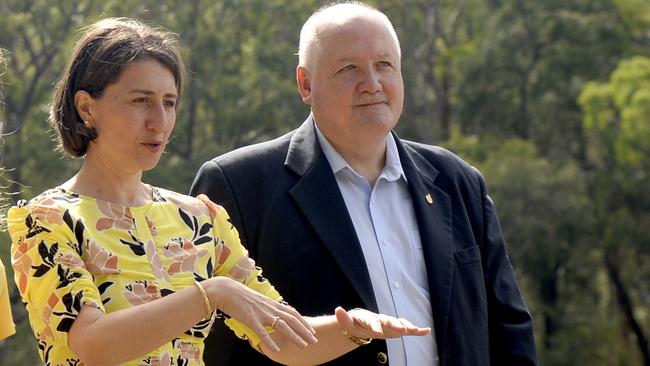 NSW Premier Gladys Berejiklian and Heathcote state Liberal MP Lee Evans. PIcture: AAP Image/Jeremy Piper