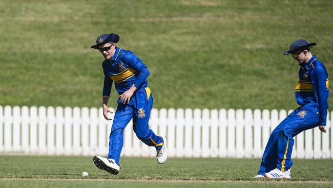 Toowoomba Grammar School cricketers field against Cranbrook.