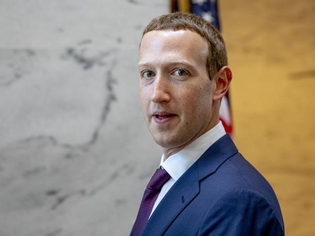 Facebook founder and CEO Mark Zuckerberg leaves a meeting with a US senator on Capitol Hill in 2019. Picture: Getty Images