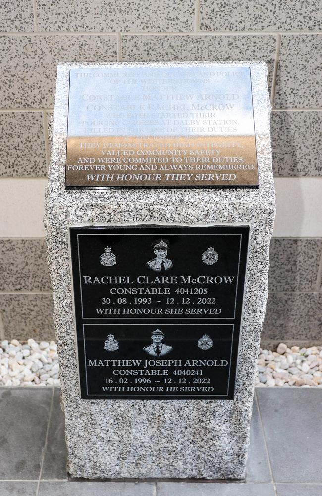 A tribute to Constables Rachel McCrow and Matthew Arnold at the refurbished Dalby Police Station.