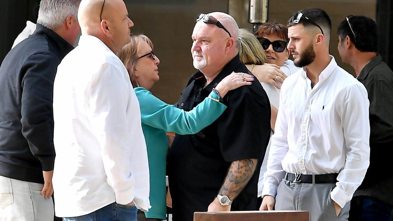 Jack Beasley’s parents and family supporters wait outside court. Picture: NCA NewsWire / John Gass