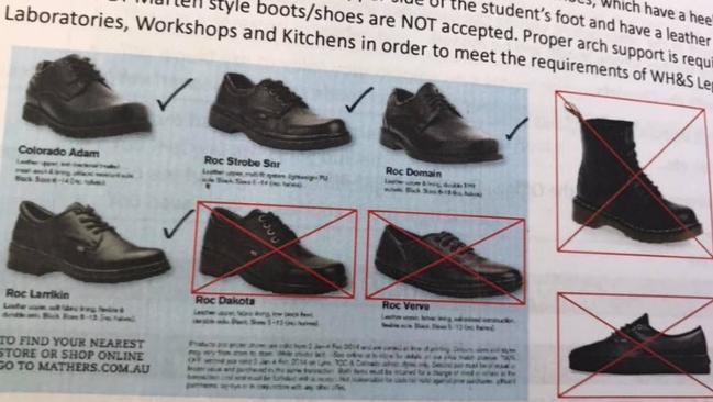 Shoes rules in The Gap State High's student planner for 2018.